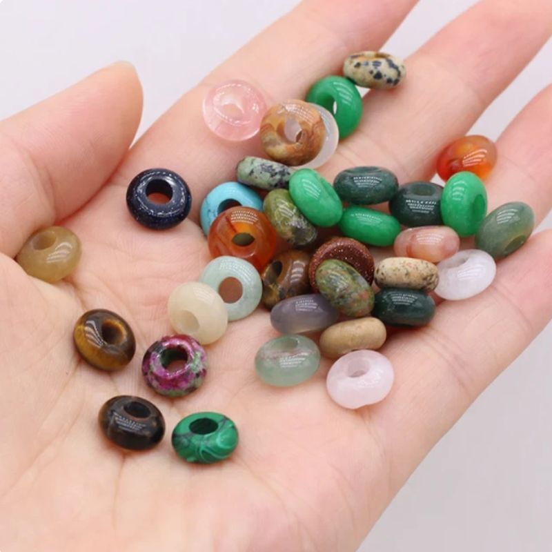 10 x European Large Hole Gemstone Abacus Donut Charm Beads Jewelry Making