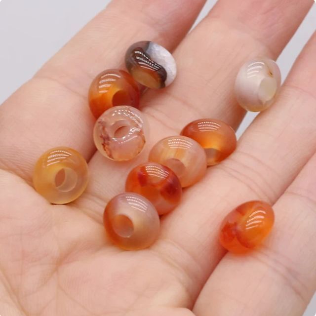 10 x European Large Hole Gemstone Abacus Donut Charm Beads Jewelry Making