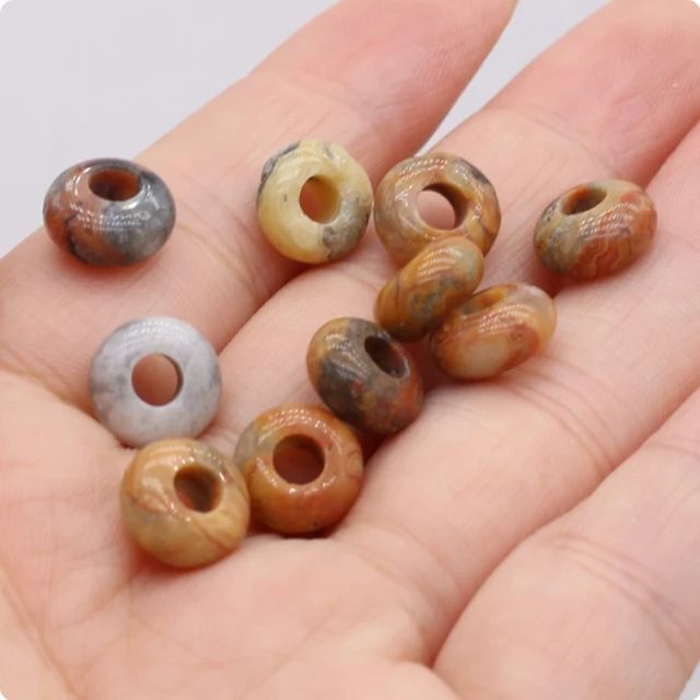 10 x European Large Hole Gemstone Abacus Donut Charm Beads Jewelry Making