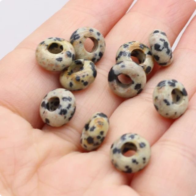 10 x European Large Hole Gemstone Abacus Donut Charm Beads Jewelry Making