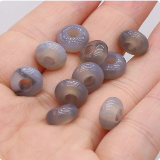 10 x European Large Hole Gemstone Abacus Donut Charm Beads Jewelry Making