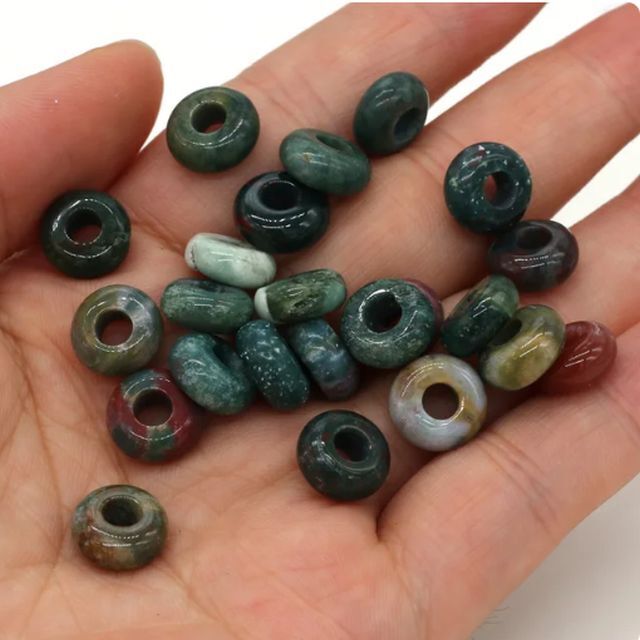 10 x European Large Hole Gemstone Abacus Donut Charm Beads Jewelry Making