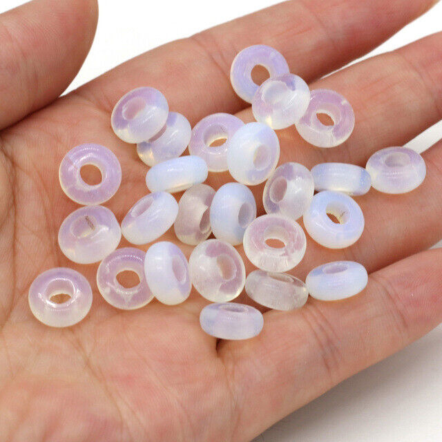 10 x European Large Hole Gemstone Abacus Donut Charm Beads Jewelry Making