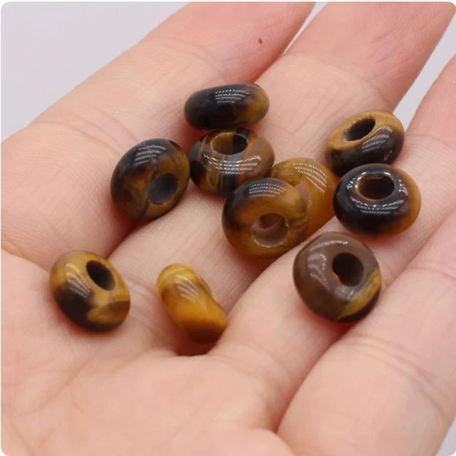 10 x European Large Hole Gemstone Abacus Donut Charm Beads Jewelry Making