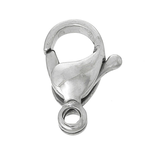 10 Stainless Steel Small Lobster Clasps Silver Tone 9mm( 3/8") x 6mm( 2/8")