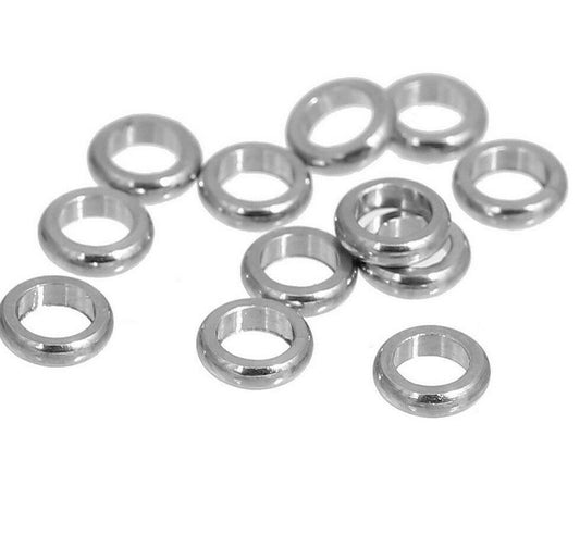 50 Stainless Steel Spacer Beads Rondelle Silver Tone 4x1mm, approx 2mm hole