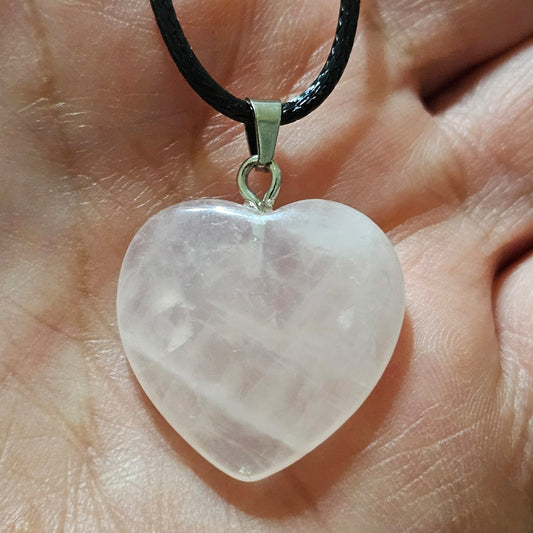 Rose Quartz Heart Gemstone Crystal Healing Yoga Reiki Pendant Necklace