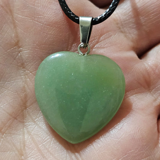 Green Aventurine Heart Gemstone Crystal Healing Yoga Reiki Pendant Necklace