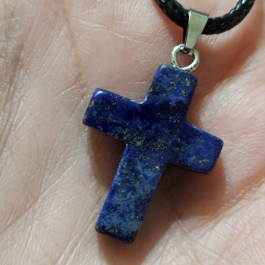 Lapis Lazuli Cross Pendant Corded Necklace