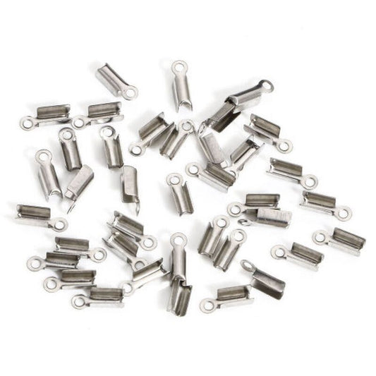 50 PCs Stainless Steel Cord Ends For Jewelry Making 8x3mm(Fits 1.8mm Cord)