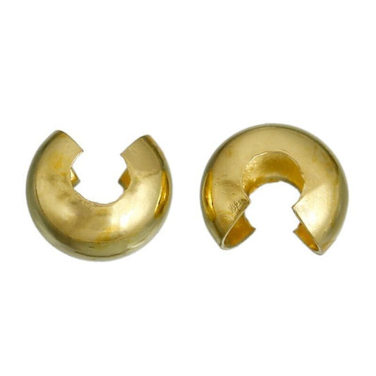 4mm Gold Plated over Brass Crimp Cover beads for Jewelry Making