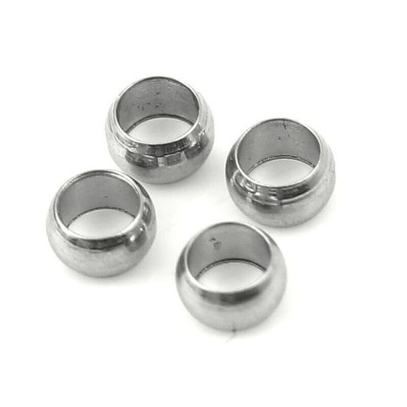 100 Stainless Steel Crimp Beads Cylinder Silver Tone-3x2mm, Hole: 2.2mm