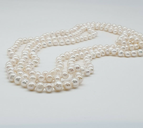 Natural White Freshwater Pearls Super Long Classic Necklace 62"-158cm
