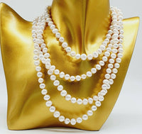 Natural White Freshwater Pearls Super Long Classic Necklace 62"-158cm