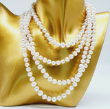 Natural White Freshwater Pearls Super Long Classic Necklace 62"-158cm