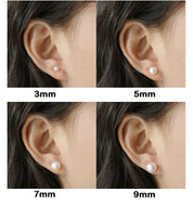 AAA Natural Freshwater Pearl Stud, Wedding Earrings 925 Sterling Silver 3mm, 4mm