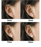 AAA Natural Freshwater Pearl Stud, Wedding Earrings 925 Sterling Silver 3mm, 4mm