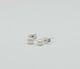 AAA Natural Freshwater Pearl Stud, Wedding Earrings 925 Sterling Silver 3mm, 4mm