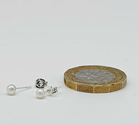 AAA Natural Freshwater Pearl Stud, Wedding Earrings 925 Sterling Silver 3mm, 4mm