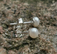 AAA Natural Freshwater Pearl Stud, Wedding Earrings 925 Sterling Silver 3mm, 4mm