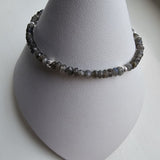 925 Sterling Silver & Labradorite Rondelle Faceted Gemstone Beads Bracelet