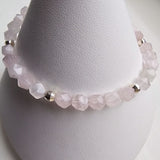 925 Sterling Silver & Rose Quartz Bracelet with Extender Chain 7.5"