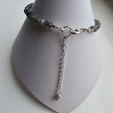 925 Sterling Silver & Labradorite Rondelle Faceted Gemstone Beads Bracelet