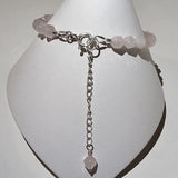 925 Sterling Silver & Rose Quartz Bracelet with Extender Chain 7.5"