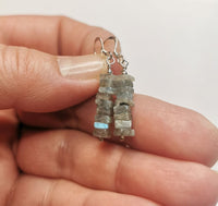 Natural Labradorite Handcut Square Beads 925 Sterling Silver Minimalist Earrings