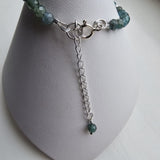 925 Sterling Silver & Blue Apatite Faceted Gemstone Beads Bracelet