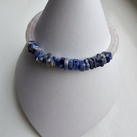 925 Sterling Silver & Rose Quartz with Sodalite Gemstone Bracelet