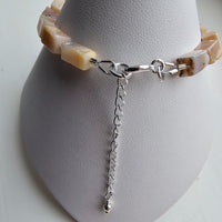 925 Sterling Silver & Pink Opal Bracelet with Clasp and Extender Chain 7"