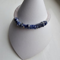 925 Sterling Silver & Rose Quartz with Sodalite Gemstone Bracelet