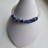 925 Sterling Silver & Rose Quartz with Sodalite Gemstone Bracelet