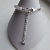 925 Sterling Silver & Rose Quartz with Sodalite Gemstone Bracelet
