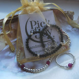 925 Sterling Silver & Rose Quartz with Sodalite Gemstone Bracelet