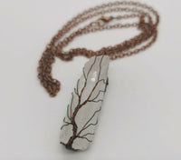Raw Quartz Healing Crystal Point Tree Of Life Antique Copper Wire Wrapped