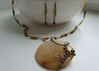 Natural Yellow Jade Gemstone Jewelry Set Antique Style 925 Sterling Silver