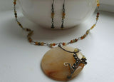 Natural Yellow Jade Gemstone Jewelry Set Antique Style 925 Sterling Silver