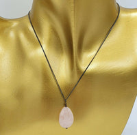 Rose Quartz Faceted Teardrop 925 Sterling Silver Necklace - January Birthstone