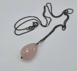 Rose Quartz Faceted Teardrop 925 Sterling Silver Necklace - January Birthstone