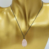 Rose Quartz Faceted Teardrop 925 Sterling Silver Necklace - January Birthstone