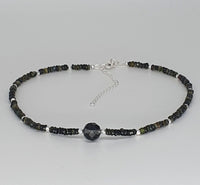 Black Tourmaline 925 Sterling Silver Choker Necklace