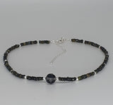 Black Tourmaline 925 Sterling Silver Choker Necklace