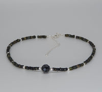 Black Tourmaline 925 Sterling Silver Choker Necklace