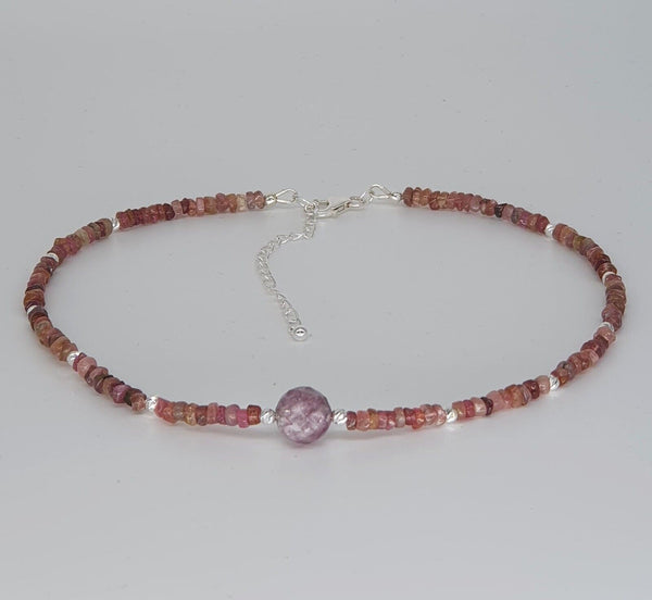 Pink Tourmaline 925 Sterling Silver Choker Necklace