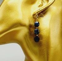 Faceted Sodalite Gold Plated Dangle Earrings