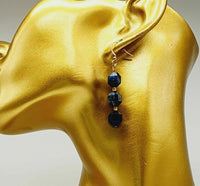 Faceted Sodalite Gold Plated Dangle Earrings