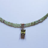 Olivine Peridot Choker with Square Diamond Cut Pendant - 925 Sterling Silver