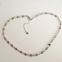 Faceted Ametrine & 925 Sterling Silver Choker Necklace – Classic Elegance